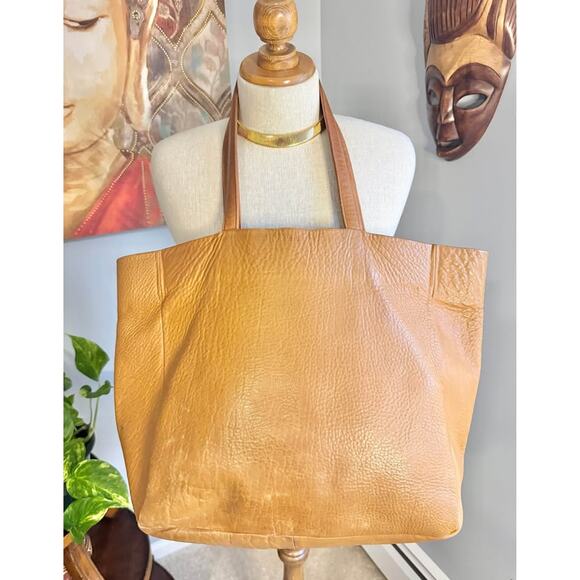 Baggu Oversized Leather Tote in Camel - Picture 10 of 10